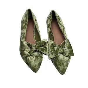 Women's - Asos Design Lake Bow Green Pointed Ballet Flats, Size 10 Wide